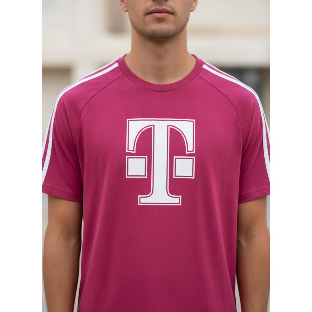 T-Mobile Employee Uniform T-Shirt Pink Striped Work Tee Unisex Size Large